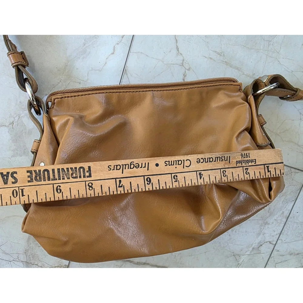 Tommy Hilfiger Tan Faux Leather Grommet Strap Shoulder Bag Slouchy Hobo Brown